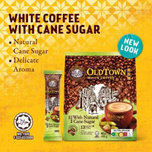 OldTown White Coffee with Natural Cane Sugar, 3-in-1 white coffee, instant coffee with natural cane sugar, smooth milky white coffee, light roast coffee blend, Malaysian white coffee