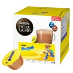 Nesquik Chocolate Nescafe Dolce Gusto Pods, Nesquik hot chocolate pods, Dolce Gusto Nesquik capsules, creamy chocolate coffee pods, instant Nesquik cocoa pods, dairy milk chocolate coffee pods, Nestlé Nesquik Dolce Gusto, convenient hot chocolate pods, lactose-containing cocoa pods, 16 pod pack